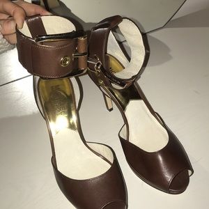Michael Kors Leather Stiletto Heel w/ Ankle Strap